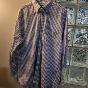 Charles Tyrwhitt Blue and White Plaid Shirt